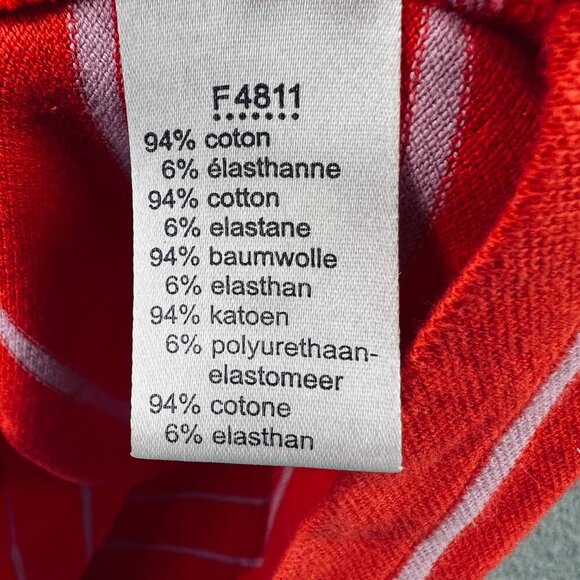 Lacoste Mens Polo Shirt 6 Red Gray Striped Short Sleeve Pullover Logo F4811 - Picture 6 of 9